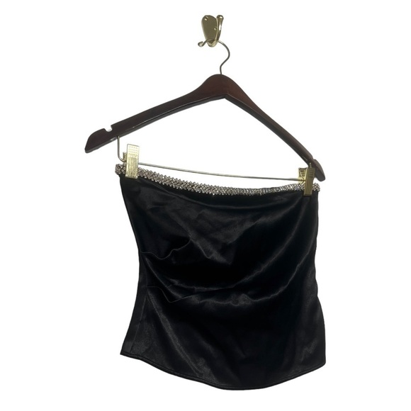 NWT ZARA Strapless Satin Effect Top Black XS - Picture 6 of 10